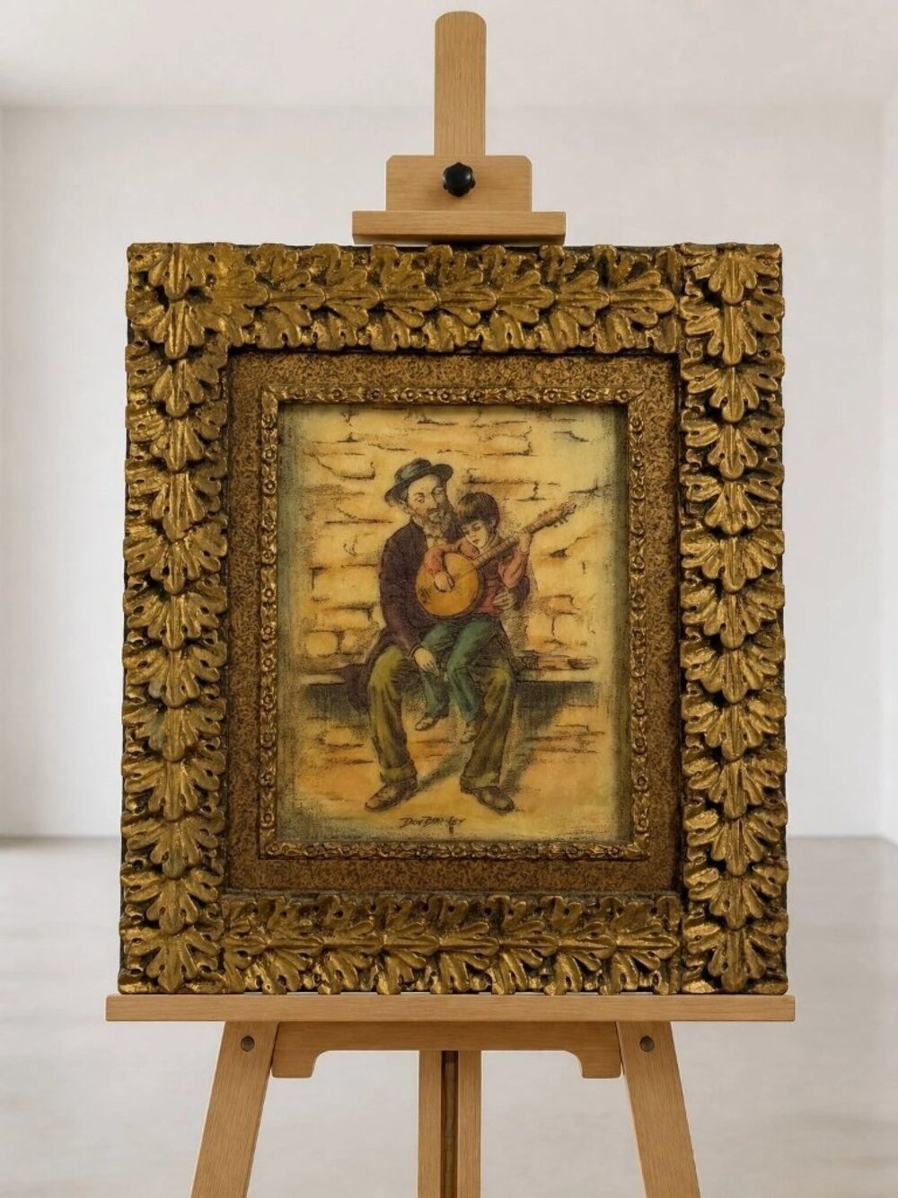 Vintage Artini Engraving Dov Bar-Lev Judaica Hand Painted 3D Relief Artwork